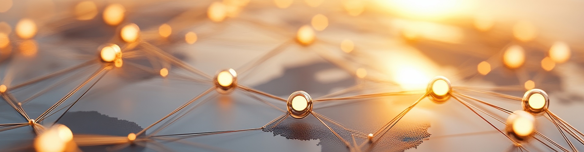 Dynamic glowing network lines connecting global points of interest, showcasing technology and connectivity